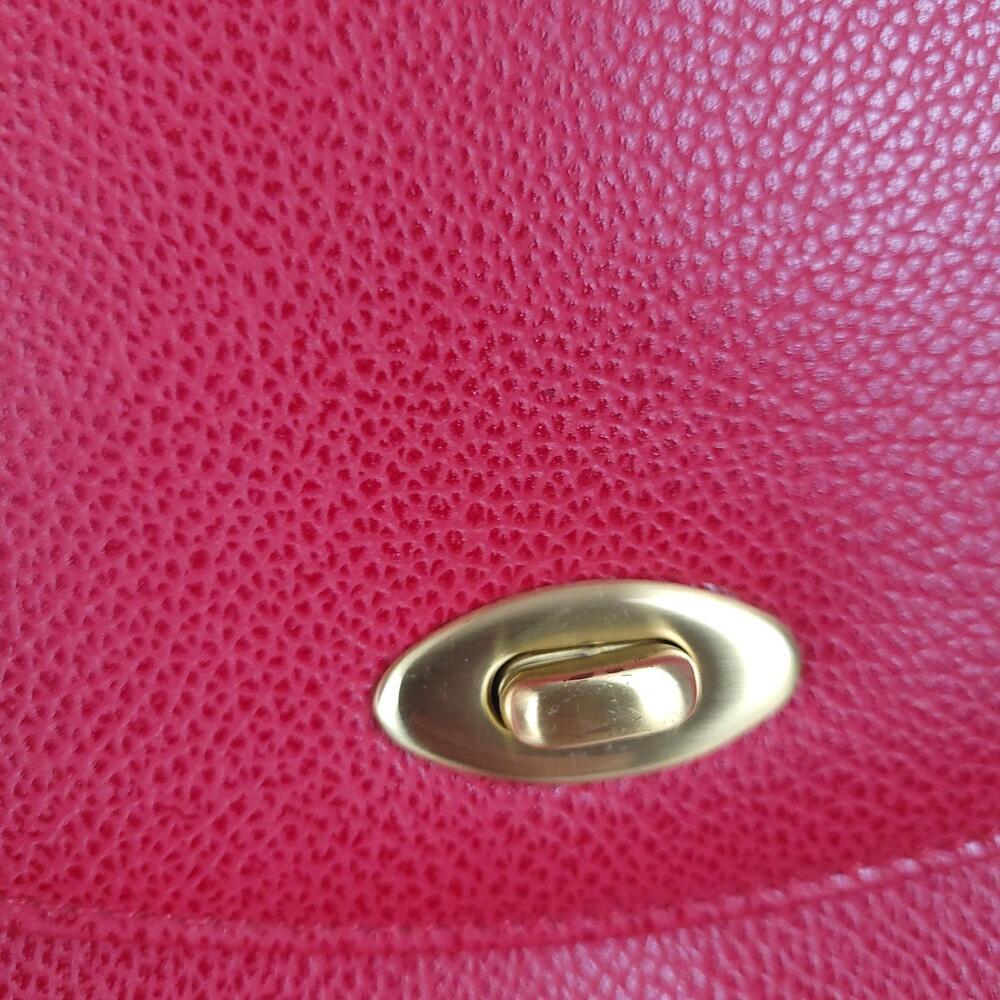 COACH 4401 Madison Carlysle Crossbody Saddle Bag Red Leather Vintage 90s Italy - Picture 3 of 13